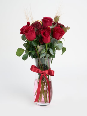 Erzincan Çiçekçi - Kristal Silindir Vazoda 7 Gül